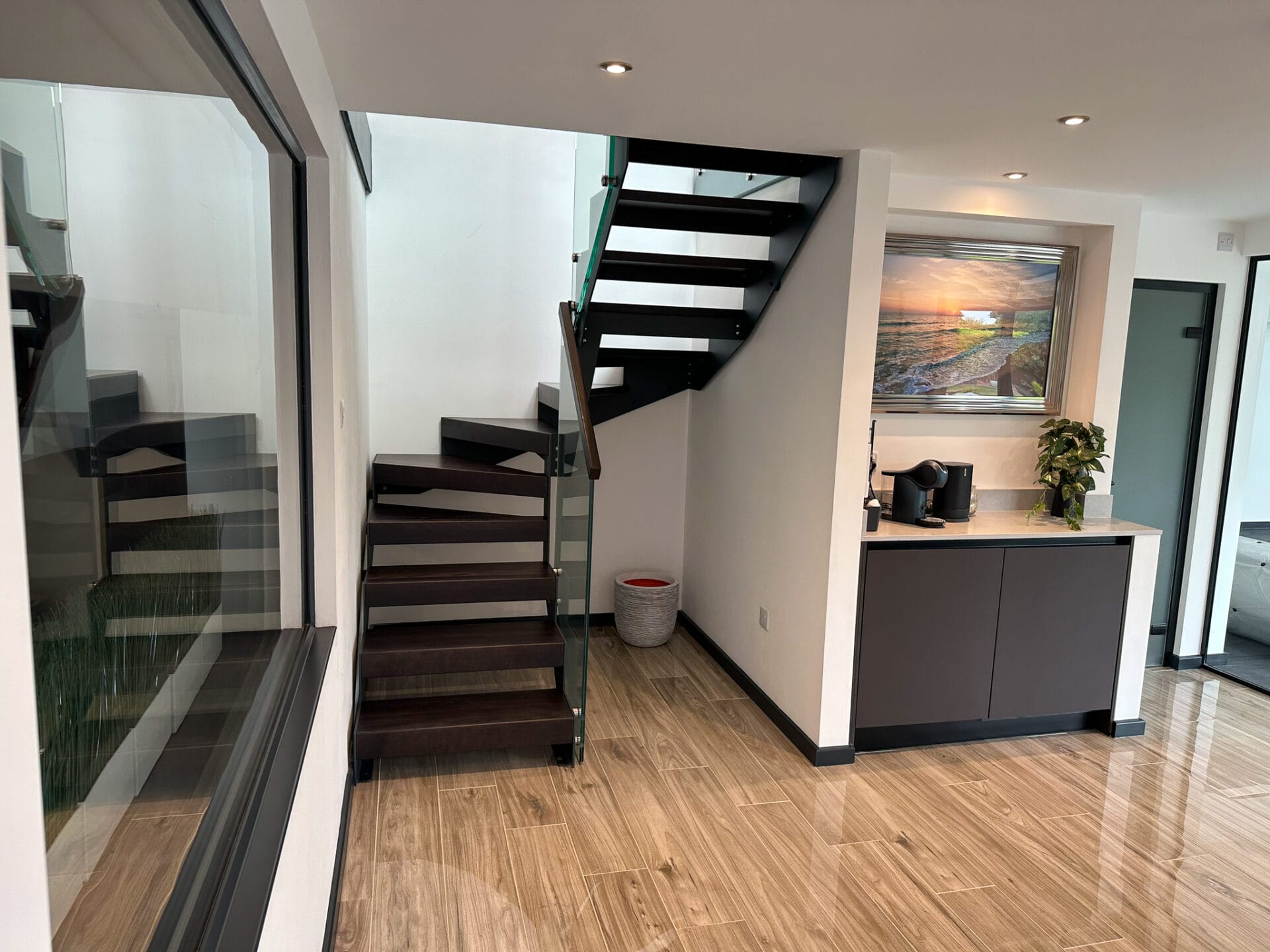Internal Metal Staircase Anthracite and Walnut