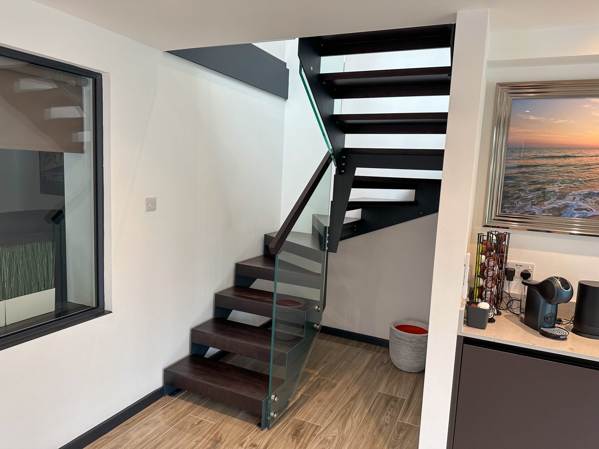 Internal Metal Staircase Anthracite and Walnut
